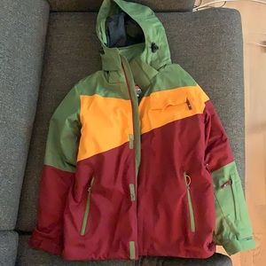 Green/Yellow/Maroon Karbon Snowboard Jacket